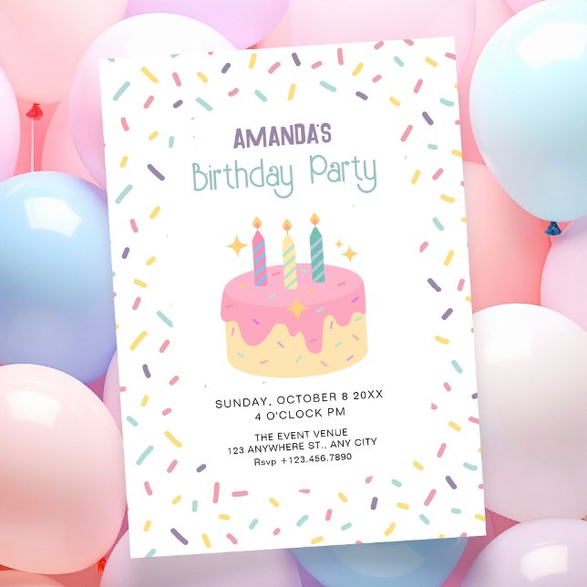 Colorful Fun playful birthday cake Invitation (Creator Uploaded)
