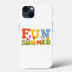 Colorful Fun Summer Text with Flowers iPhone 13 Case