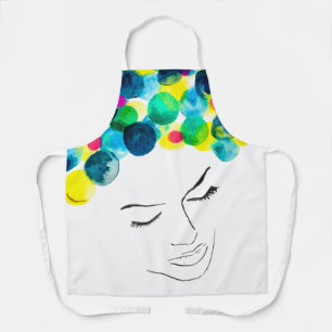 Colorful funky lady cool hair apron
