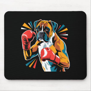 Colorful Funny Boxing Dog Lovers Kickboxing Boxer  Mouse Pad