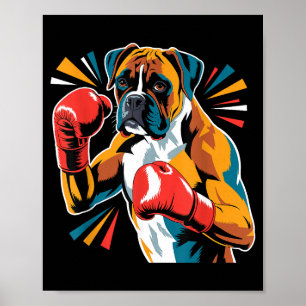 Colorful Funny Boxing Dog Lovers Kickboxing Boxer  Poster