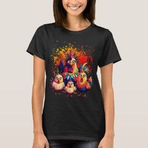 Colorful Funny Chicken Art  T-Shirt