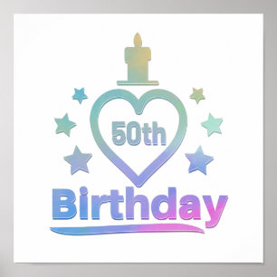 colorful funny I love my 50th birthday design Poster