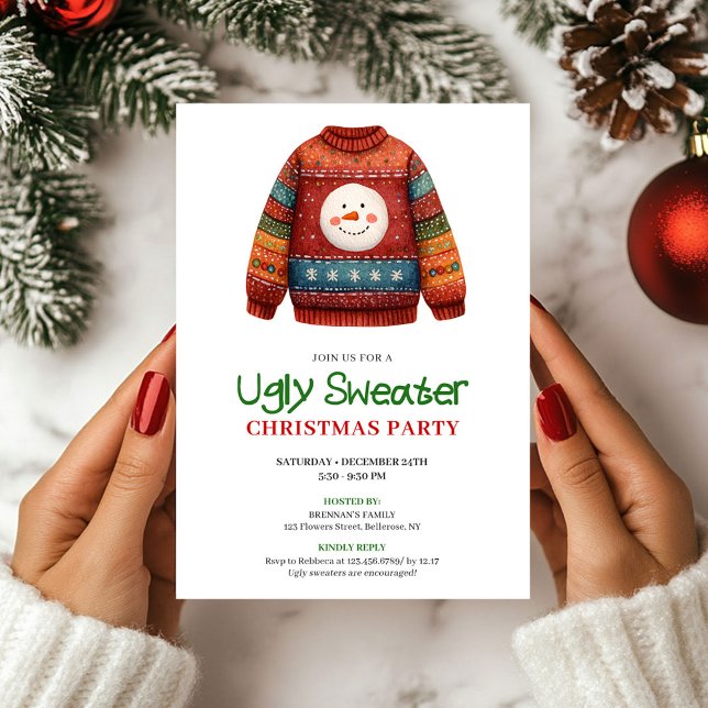 Colorful Funny Ugly Sweater Xmas Invitation (Colorful Funny Ugly Sweater Xmas Invitation)