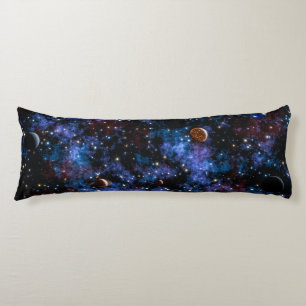 Colorful galaxies, stars and planets body cushion