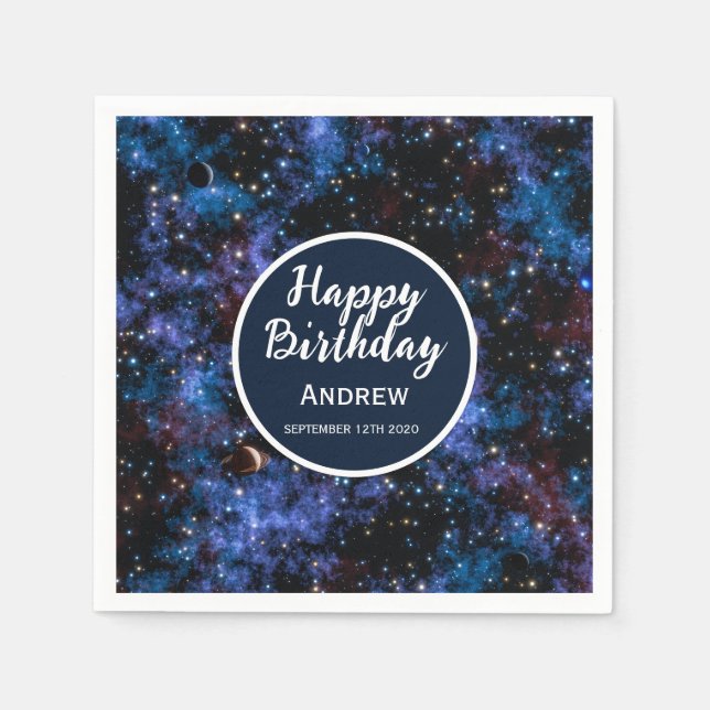 Colorful galaxies, stars and planets napkin (Front)