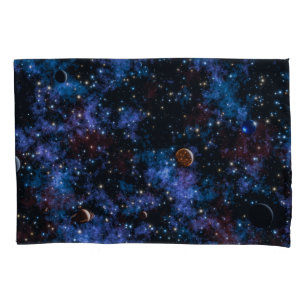 Colorful galaxies, stars and planets pillowcase