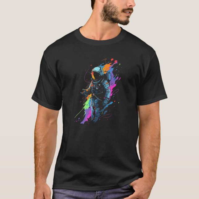 Colorful Galaxy Astronaut Cool Space Traveller Ast T-Shirt (Front)