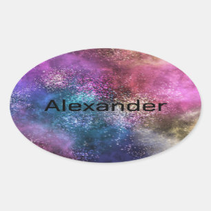 Colorful Galaxy Pattern Oval Sticker