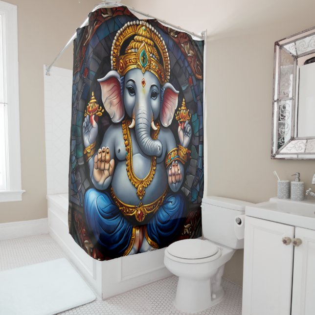 Colorful Ganesh Shower Curtain Sets (In Situ)