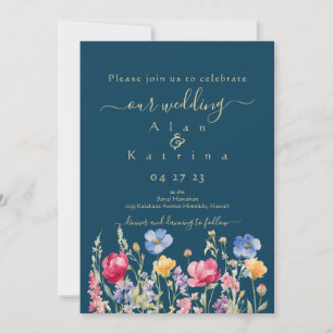 Colorful Garden Boho Wildflower Wedding Invitation