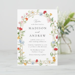 Colorful Garden Floral Arch Wedding Invitation