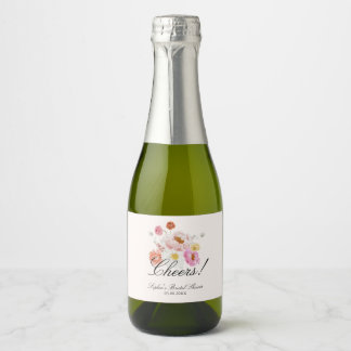 Colorful Garden Flowers Bridal Shower Sparkling Wine Label