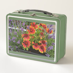 Colorful Garden Flowers Metal Lunch Box