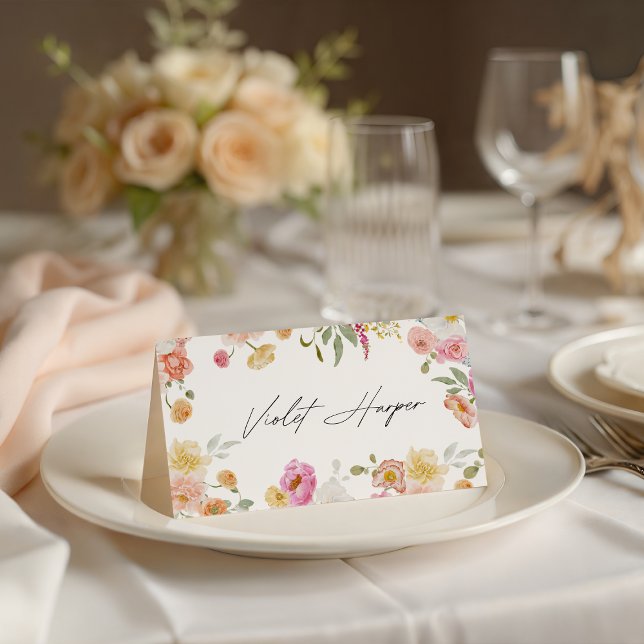 Colorful Garden Flowers Wedding  Place Card (Creator Uploaded)