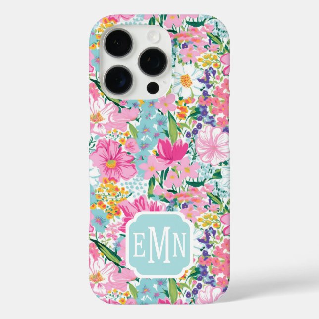Colorful Garden Monogrammed Case-Mate iPhone Case (Back)