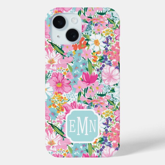 Colorful Garden Monogrammed Case-Mate iPhone Case (Back)