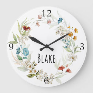 Colorful Garden Nursery Dutch Art Floral 10.75-in Large Clock