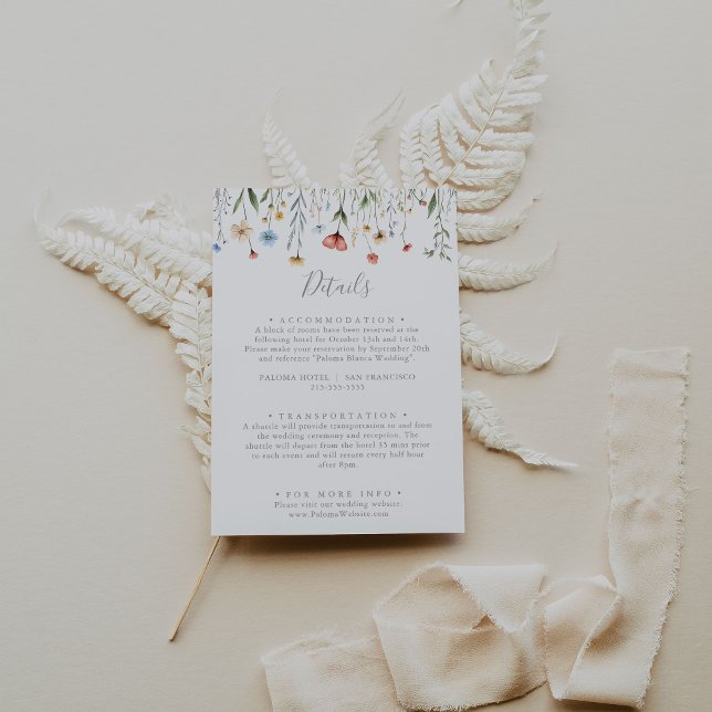 Colorful Garden wildflower Wedding Details Enclosure Card (Creator Uploaded)