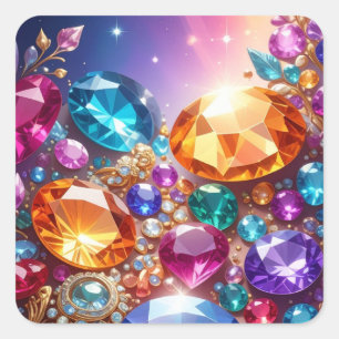 Colorful Gems & Jewels Square Sticker