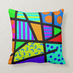 Colorful Geometric 80s Memphis Design Cushion