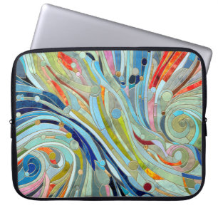 Colorful Geometric Abstract Mosaic Art Laptop Sleeve