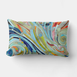 Colorful Geometric Abstract Mosaic Art Lumbar Cushion