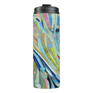 Colorful Geometric Abstract Mosaic Art Thermal Tumbler