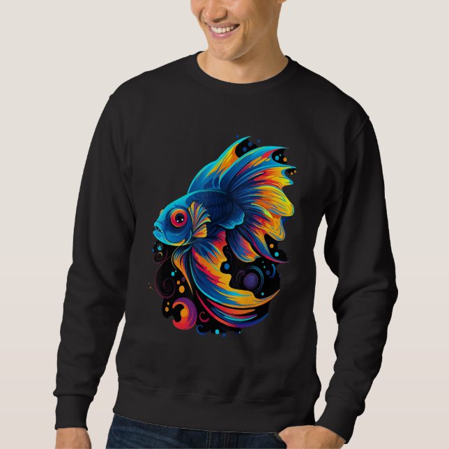 Colorful Geometric Aquatic Guppy Fish Guppies Pop  Sweatshirt (Front)