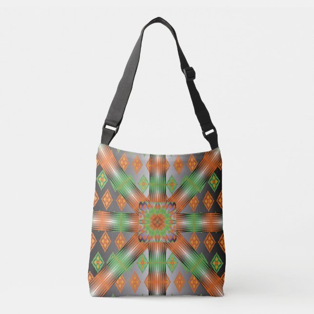 Colorful Geometric Boho Crossbody Tote Bag – Moder (Front)