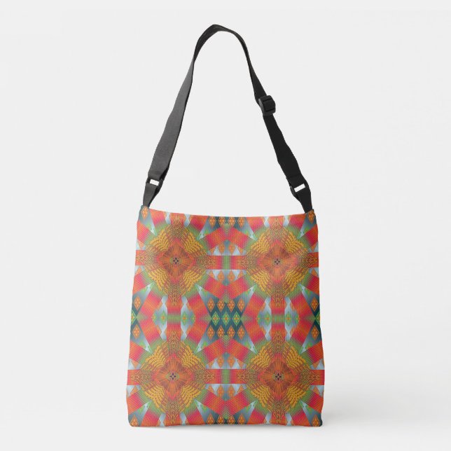 Colorful Geometric Boho Crossbody Tote Bag – Moder (Back)