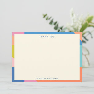 Colorful Geometric Border Personalized Name Thank You Card