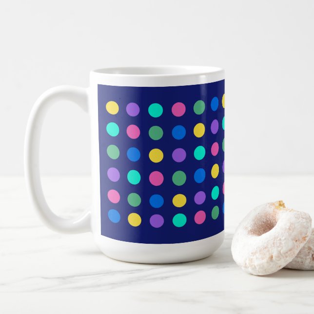 Colorful Geometric Dots Drinkware Design -  Coffee Mug (With Donut)