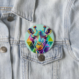 Colorful Geometric Giraffe Head 7.5 Cm Round Badge