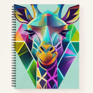 Colorful Geometric Giraffe Head Notebook