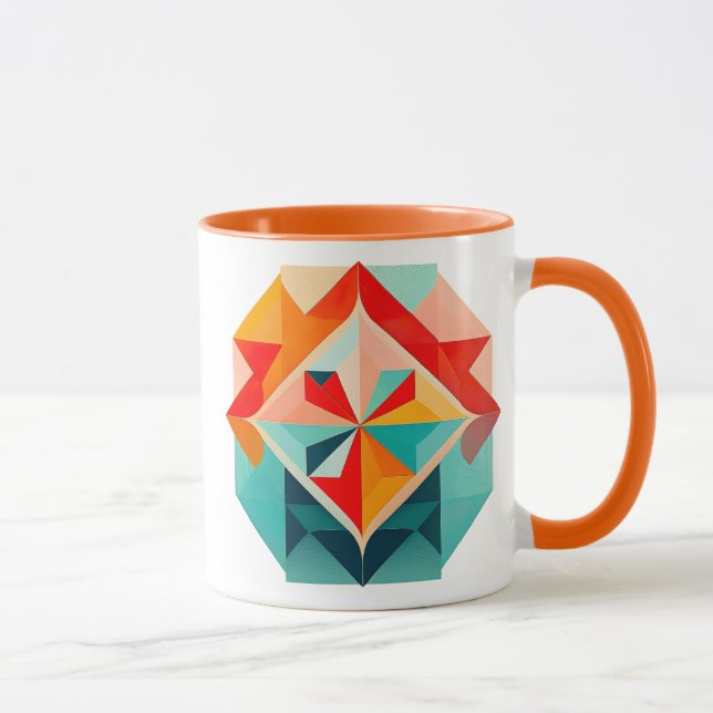 Colorful geometric image with symmetrical shapes. mug (Right)