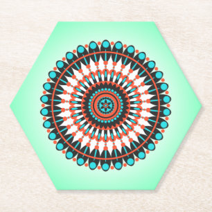 Colorful Geometric Mandala Art-46456 Paper Coaster