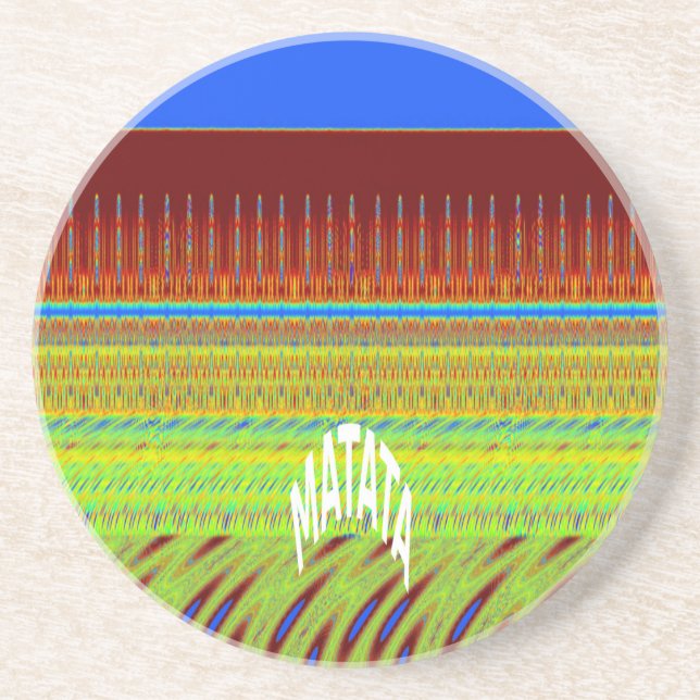 Colorful Geometric Motif Art Print Coaster (Front)