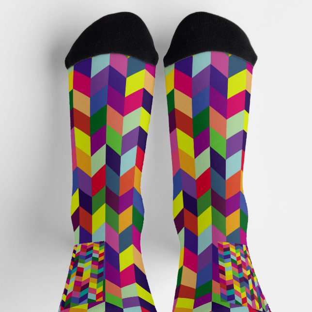 Colorful Geometric Pattern Design – Modern Stylish Socks (Top)