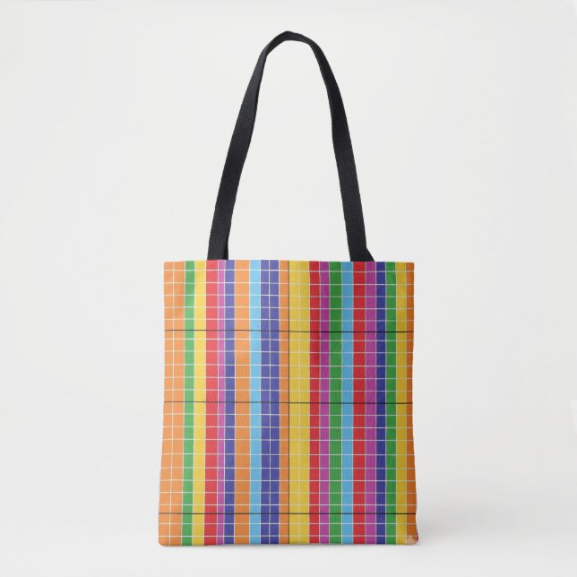 Colorful Geometric Pattern Tote Bag – Modern Rainb (Front)