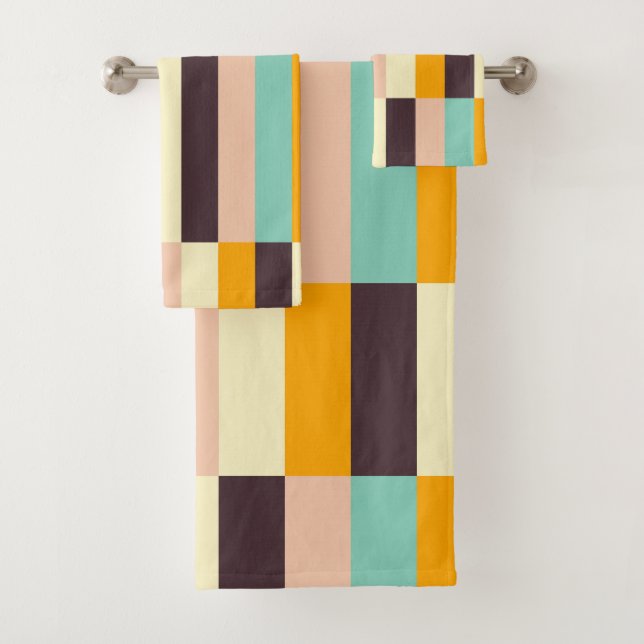 Colorful geometric pattern with vertical stripes  bath towel set (Insitu)