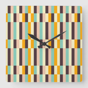 Colorful geometric pattern with vertical stripes square wall clock