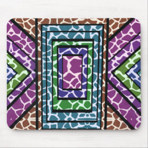 Colorful Geometric Rainbow Giraffe Animal Print Mouse Pad