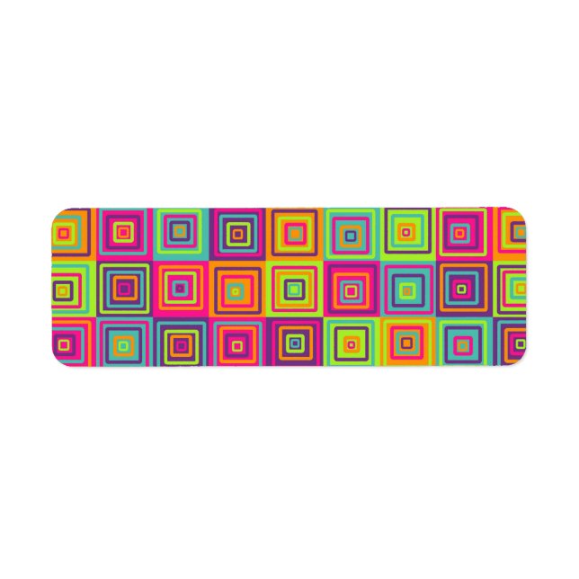 Colorful Geometric Squares Return Address Label (Front)