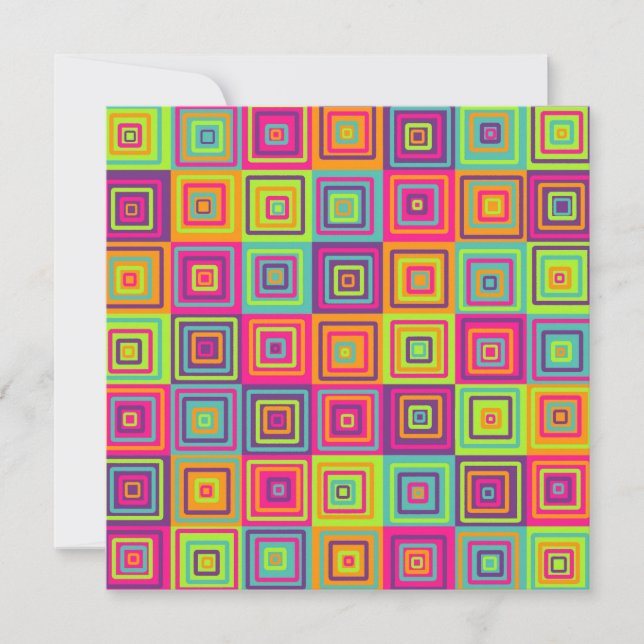 Colorful Geometric Squares Save The Date (Front)