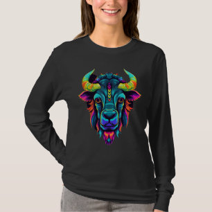 Colorful Geometric Zebu Cattle Bull Cow Lover Pop T-Shirt