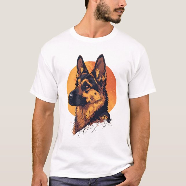 Colorful German Shepherd Dog Lover  T-Shirt (Front)