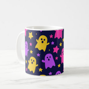 Colorful Ghost Pattern Halloween Coffee Mug