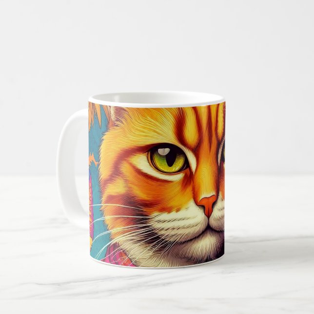 Colorful ginger cat mug! coffee mug (Front Left)