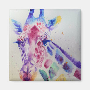 Colorful Giraffe Animal Watercolour Art Design Magnet